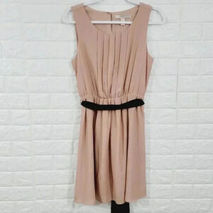 Forever 21 Women's Pleated A-Line Dress Tie Waist Sleeveless Pink Size S